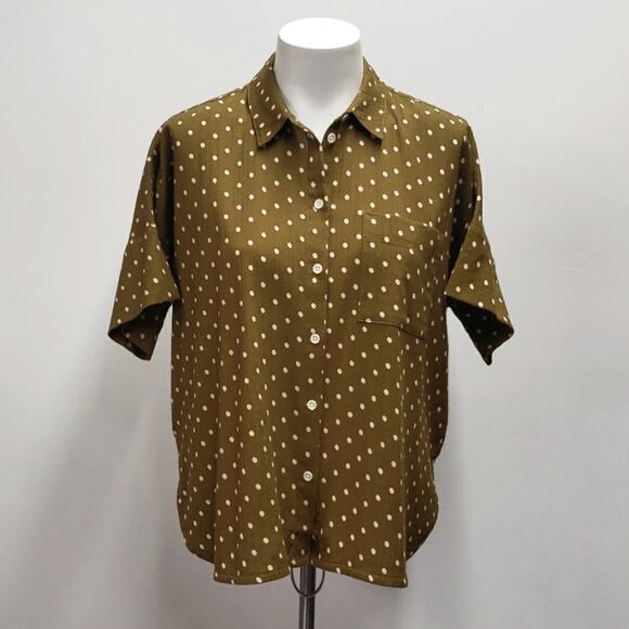 Madewell Daily Shirt in Dot Print Women's Size Small Oversized - Picture 4 of 13